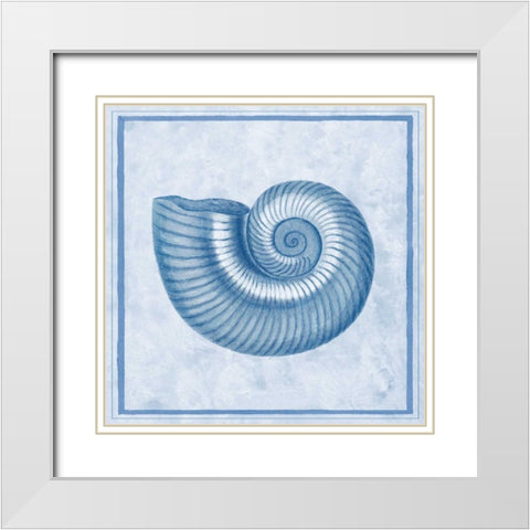 Blue Nautilus D White Modern Wood Framed Art Print with Double Matting by Chilton, Sarah E