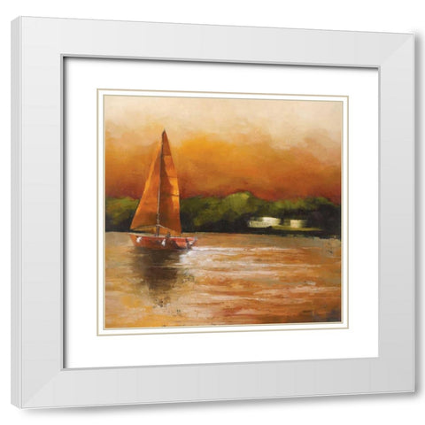 Majorcan Sail I White Modern Wood Framed Art Print with Double Matting by Rogers, Adam