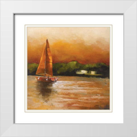 Majorcan Sail I White Modern Wood Framed Art Print with Double Matting by Rogers, Adam