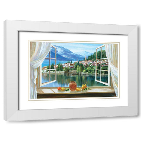 Lago di Fiori White Modern Wood Framed Art Print with Double Matting by Lorenzo, Dante