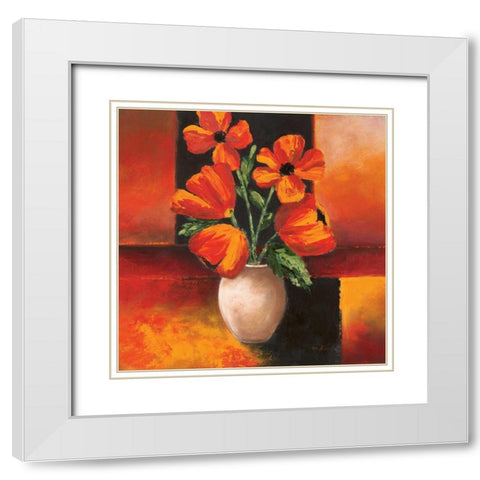 Pizazz Variations I White Modern Wood Framed Art Print with Double Matting by King, Michael