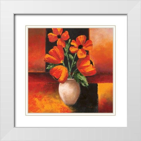 Pizazz Variations I White Modern Wood Framed Art Print with Double Matting by King, Michael