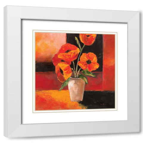 Pizazz Variations II White Modern Wood Framed Art Print with Double Matting by King, Michael