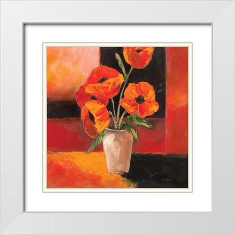 Pizazz Variations II White Modern Wood Framed Art Print with Double Matting by King, Michael