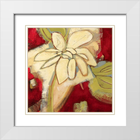 Jungle Gardenia I White Modern Wood Framed Art Print with Double Matting by Davies, Susan