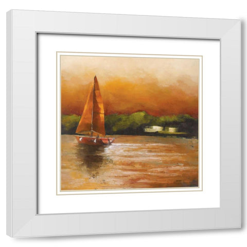 Majorcan Sail Petites A White Modern Wood Framed Art Print with Double Matting by Rogers, Adam