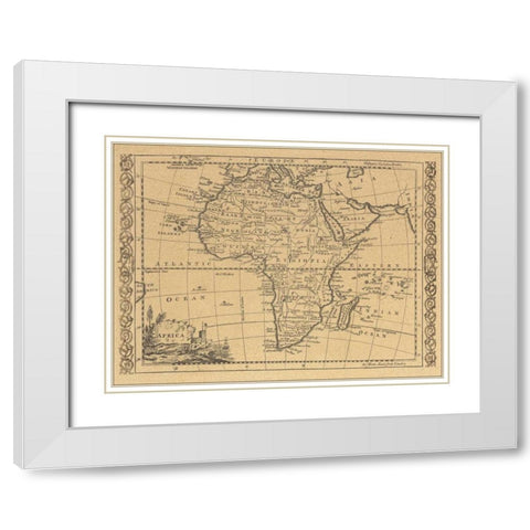 Africa 1800 White Modern Wood Framed Art Print with Double Matting by World Map