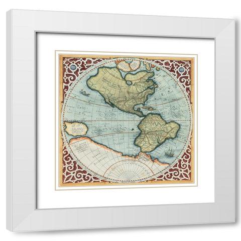 Terra Major I White Modern Wood Framed Art Print with Double Matting by Mercator, Gerardus