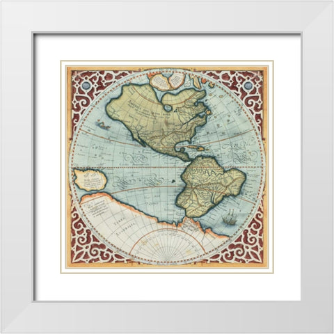 Terra Major I White Modern Wood Framed Art Print with Double Matting by Mercator, Gerardus