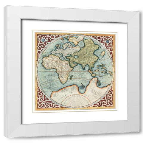 Terra Major II White Modern Wood Framed Art Print with Double Matting by Mercator, Gerardus