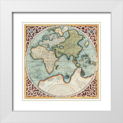 Terra Major II White Modern Wood Framed Art Print with Double Matting by Mercator, Gerardus
