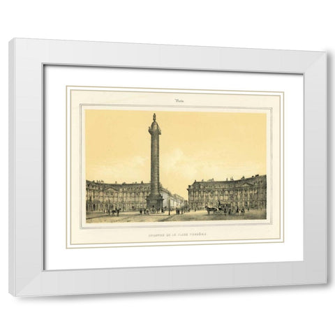 Place Vendome White Modern Wood Framed Art Print with Double Matting by Anonymous