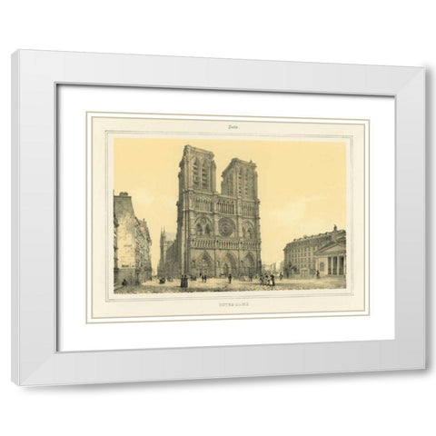 Notre Dame White Modern Wood Framed Art Print with Double Matting by Anonymous