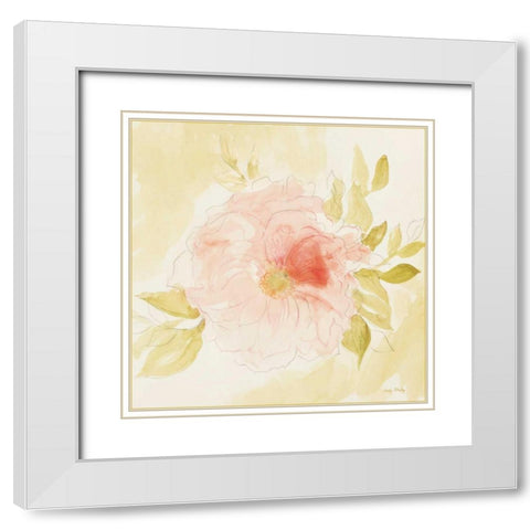 Stardust Peony White Modern Wood Framed Art Print with Double Matting by Shelby, Judy
