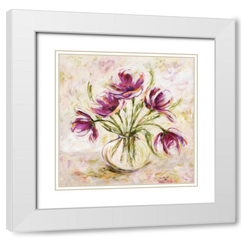 Felicity I White Modern Wood Framed Art Print with Double Matting by King, Michael