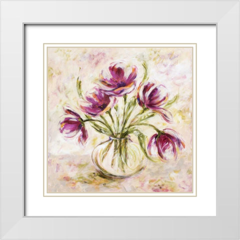 Felicity I White Modern Wood Framed Art Print with Double Matting by King, Michael