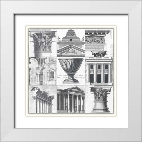 Classic Details White Modern Wood Framed Art Print with Double Matting by Cassas, Louis Fernan