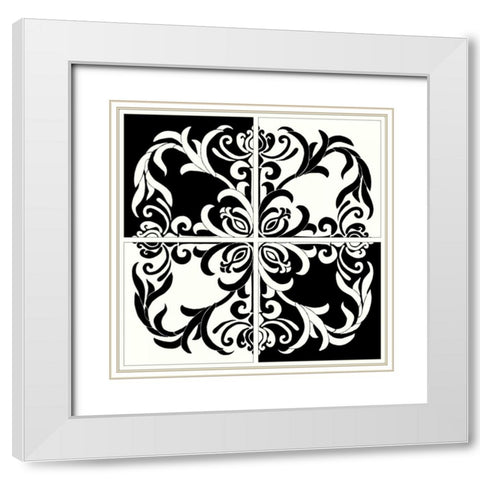 Damask Silhouette I White Modern Wood Framed Art Print with Double Matting by Shelby, Judy