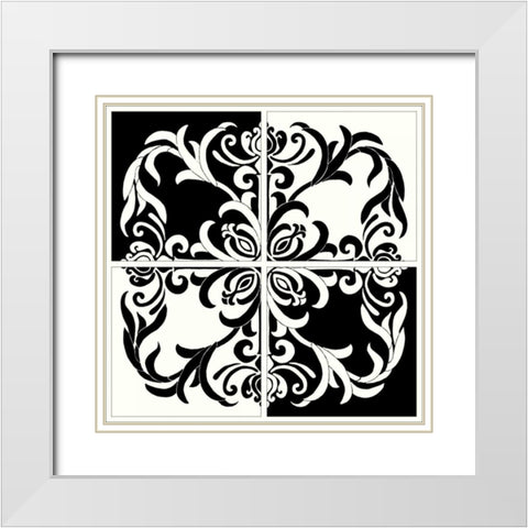 Damask Silhouette I White Modern Wood Framed Art Print with Double Matting by Shelby, Judy