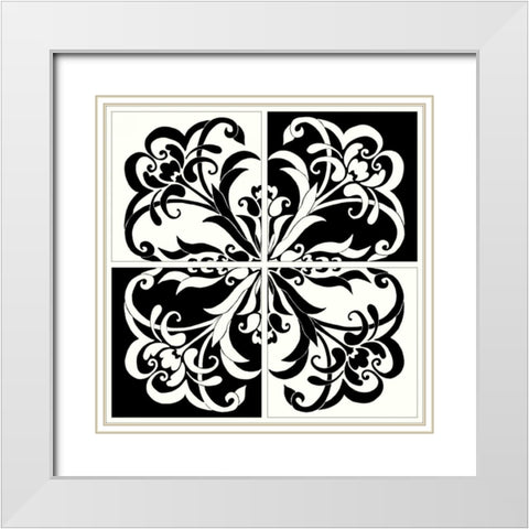 Damask Silhouette II White Modern Wood Framed Art Print with Double Matting by Shelby, Judy