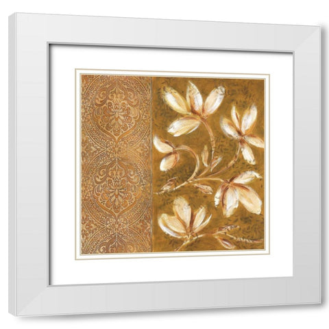 Bukara Paisley I White Modern Wood Framed Art Print with Double Matting by King, Michael