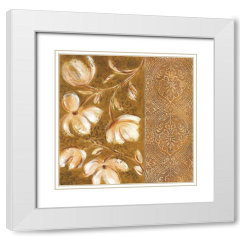Bukara Paisley II White Modern Wood Framed Art Print with Double Matting by King, Michael