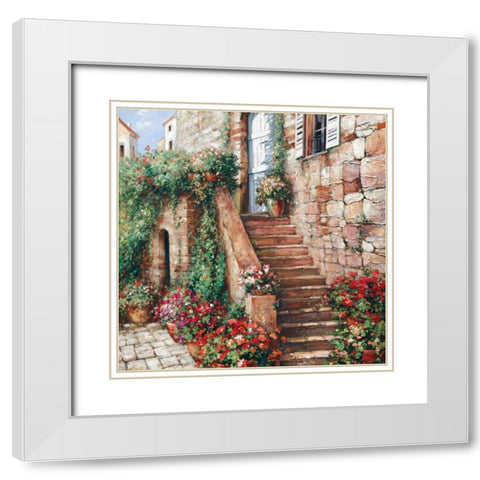 Stone Stairway Petites B White Modern Wood Framed Art Print with Double Matting by Duvall, Roger