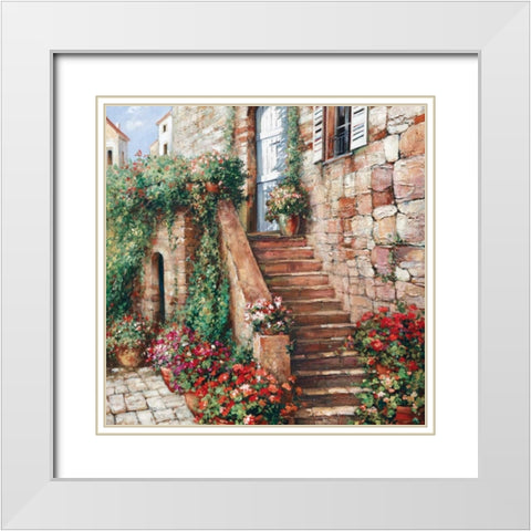 Stone Stairway Petites B White Modern Wood Framed Art Print with Double Matting by Duvall, Roger