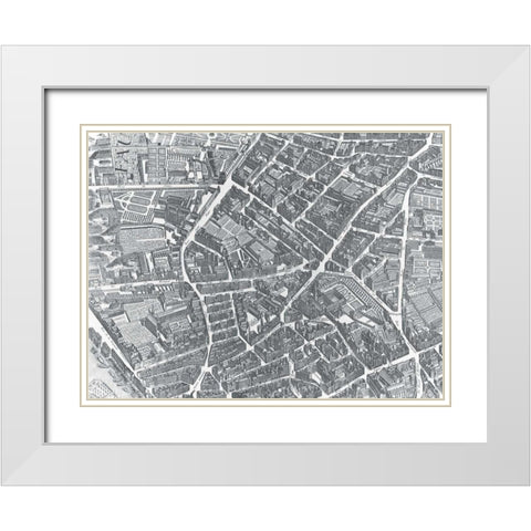 Plan of Paris 1730 - II White Modern Wood Framed Art Print with Double Matting by Bretez, Louis