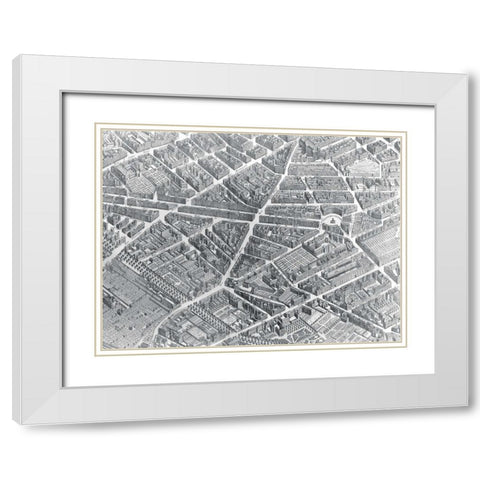 Plan of Paris 1730 - III White Modern Wood Framed Art Print with Double Matting by Bretez, Louis