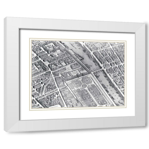 Plan of Paris 1730 - IV White Modern Wood Framed Art Print with Double Matting by Bretez, Louis