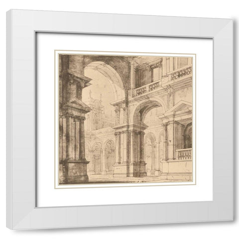 Portico Antico I White Modern Wood Framed Art Print with Double Matting by Bartolomeo, Maurizio