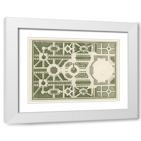 Courtly Garden Plan II White Modern Wood Framed Art Print with Double Matting by Gravely, Sir Archibold