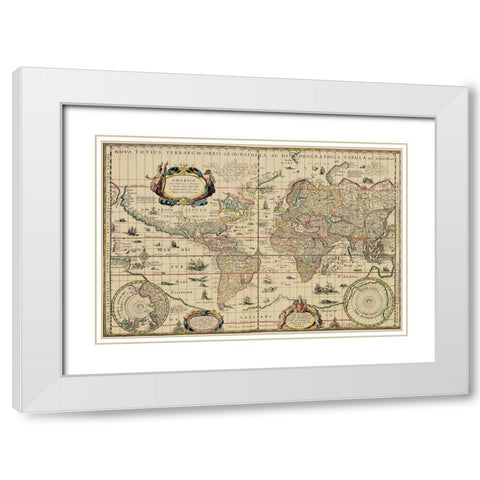 Explorers World 1630 Blau White Modern Wood Framed Art Print with Double Matting by Jansz, Willem