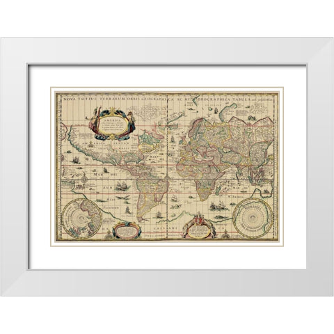 Explorers World 1630 Blau White Modern Wood Framed Art Print with Double Matting by Jansz, Willem
