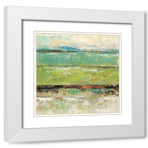 Living Green I White Modern Wood Framed Art Print with Double Matting by King, Michael