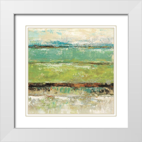 Living Green I White Modern Wood Framed Art Print with Double Matting by King, Michael