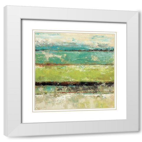 Living Green II White Modern Wood Framed Art Print with Double Matting by King, Michael