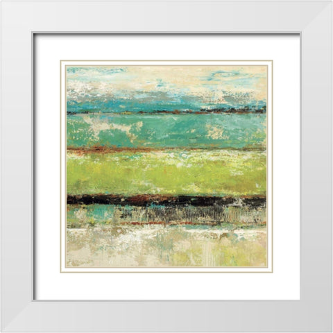 Living Green II White Modern Wood Framed Art Print with Double Matting by King, Michael