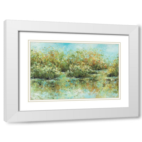 Hamden Pond White Modern Wood Framed Art Print with Double Matting by King, Michael