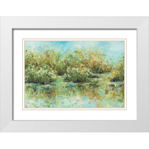 Hamden Pond White Modern Wood Framed Art Print with Double Matting by King, Michael