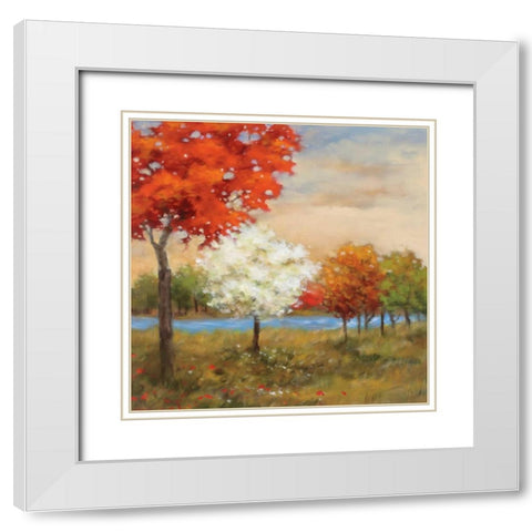 Four Seasons White Modern Wood Framed Art Print with Double Matting by Rogers, Adam