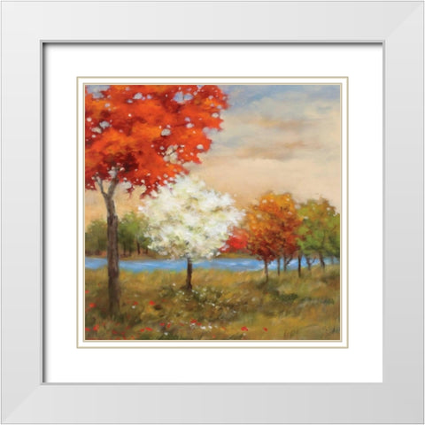 Four Seasons White Modern Wood Framed Art Print with Double Matting by Rogers, Adam