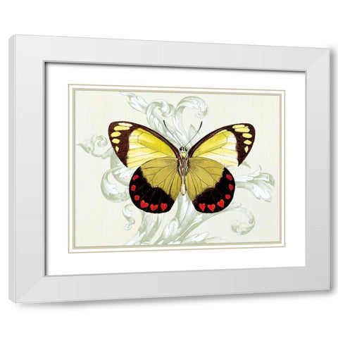 Butterfly Theme II White Modern Wood Framed Art Print with Double Matting by Davies, Susan