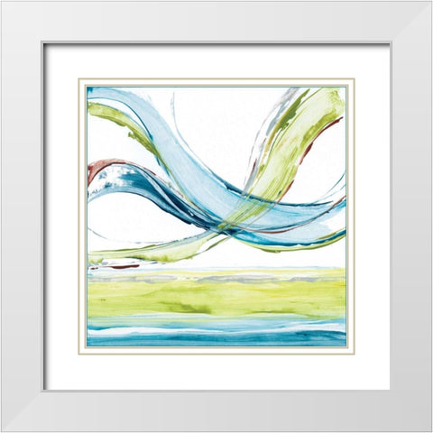 Carousel III White Modern Wood Framed Art Print with Double Matting by King, Michael