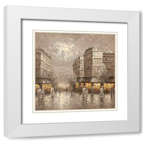 City of Light White Modern Wood Framed Art Print with Double Matting by Letellier, Gerard
