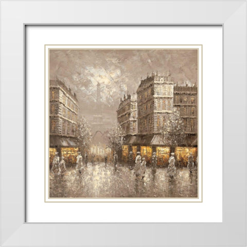 City of Light White Modern Wood Framed Art Print with Double Matting by Letellier, Gerard