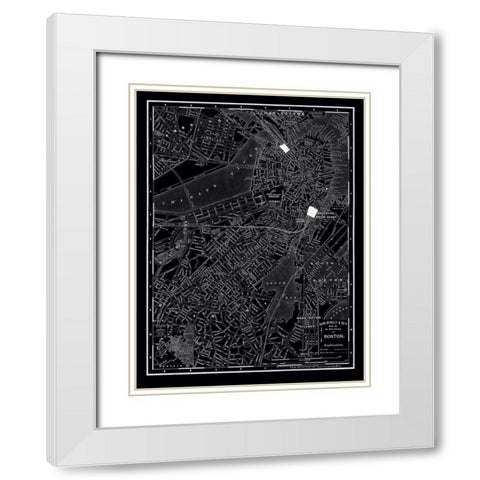 Boston 1895 White Modern Wood Framed Art Print with Double Matting by Vintage Map, 1895