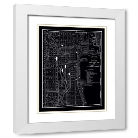 Chicago 1895 White Modern Wood Framed Art Print with Double Matting by Vintage Map, 1895