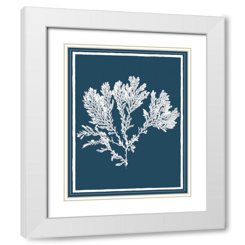 Indigo Seas I White Modern Wood Framed Art Print with Double Matting by Lawrence, David